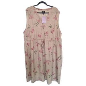 Bobeau- Casual Floral Sleeveless Dress - Cream - 3X - NWT